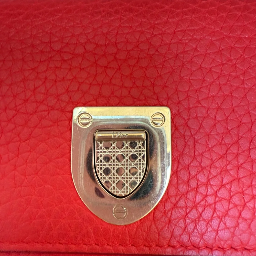 Christian Dior Diorama Wallet on Chain in Red Leather